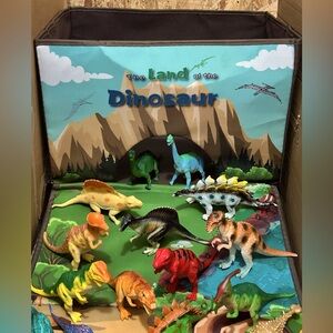The Land of the Dinosaur,cube storage,Dino cave,rollout play mat, 22 Dinosaurs